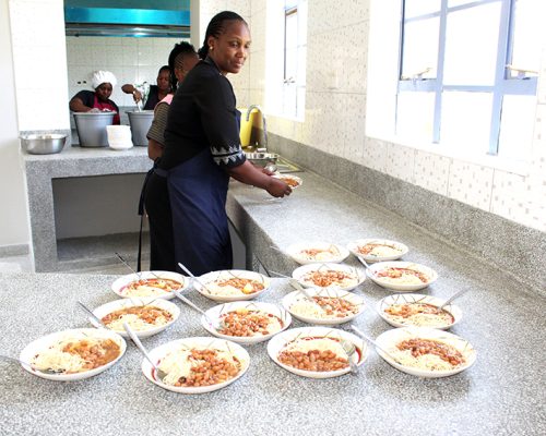 kitchen and serving area